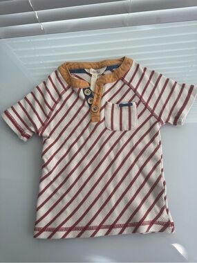 Matilda Jane Little Rascal Shirt Red White Striped 100% Cotton Boys Sz 2T